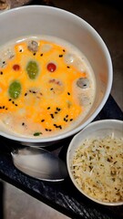 Tom Yum soup on a black background