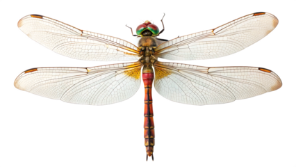 Dragonfly cut out isolated on white background cut out on PNG. AI GENERATED.