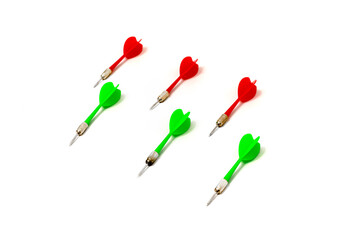A Strategic Array of Red and Green Darts Poised for Precision and Accuracy Aimed at Success