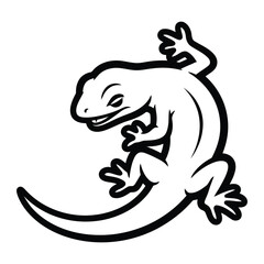 A cartoon lizard illustration in black and white