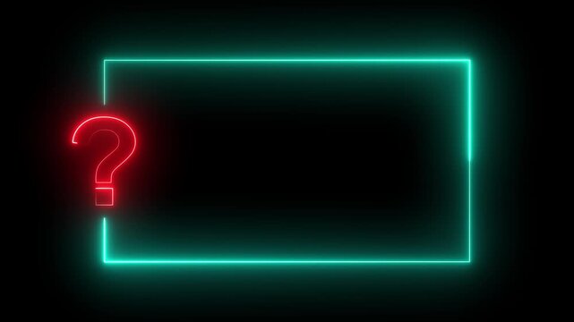 Rectangle frame with question mark on neon sign.