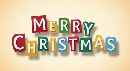 Obraz premium Merry Christmas Colorful Letters Design on Beige