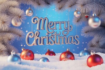 merry christmas background with gift box and ball lamp