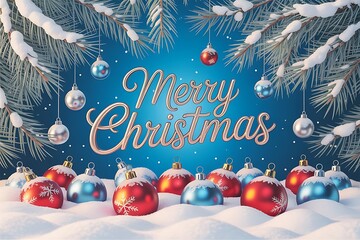 merry christmas background with gift box and ball lamp