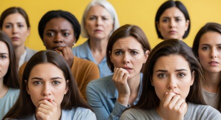 Obraz premium Diverse Group of Concerned Women Showing Solidarity and Raising Awareness