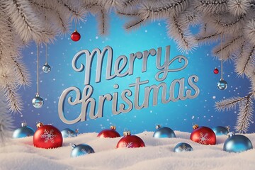 merry christmas background with gift box and ball lamp