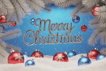 merry christmas background with gift box and ball lamp