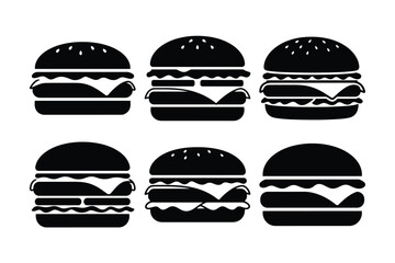 Fototapeta premium Cheeseburger silhouette set for fast food design