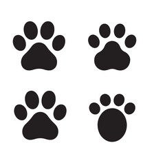 Fototapeta premium Pet paw editable stroke icon. footprints Pet paw, Heart with pet paw, print dog cat icon, vector illustration