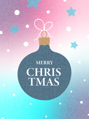 Merry Christmas and greeting card. Modern beautiful Xmas design with typography, gradient, balls, snowflake. Trendy illustration for season banner, poster, cover.