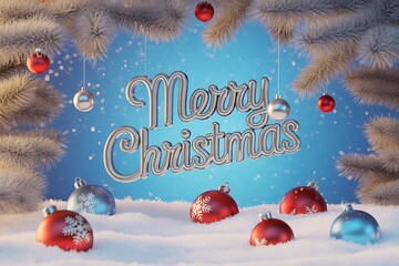 merry christmas background with gift box and ball lamp