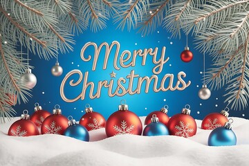 merry christmas background with gift box and ball lamp