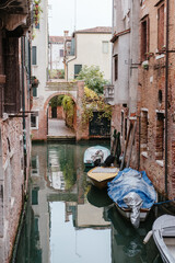 Narrow Old European Street Alley with Stone Buildings