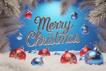 merry christmas background with gift box and ball lamp