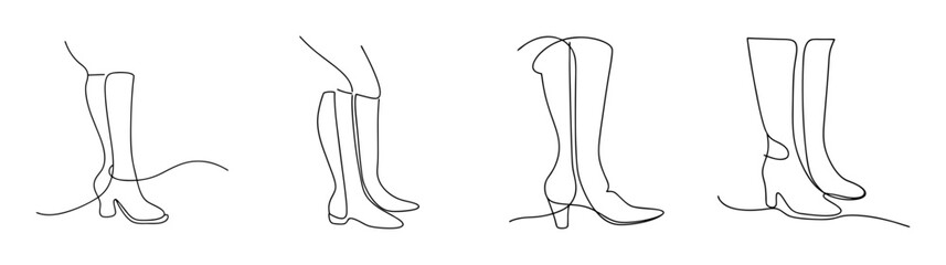 Set of four sketchy knee high boots with different heights and styles