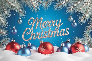 merry christmas background with gift box and ball lamp
