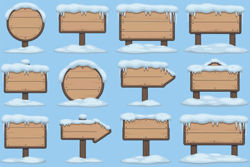 Naklejka premium Winter snow caps, vector flat elements, seasonal holiday decoration, frozen icy shapes, festive design, cold weather illustration, snow-covered decoration, creative wintertime art, cartoon graphic set