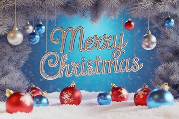 merry christmas background with gift box and ball lamp