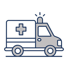 Simple icon of an ambulance with a medical cross