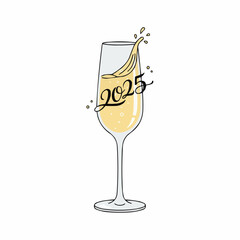 Champagne toast 2025 celebration vector illustration festive beverage new year's eve cheers