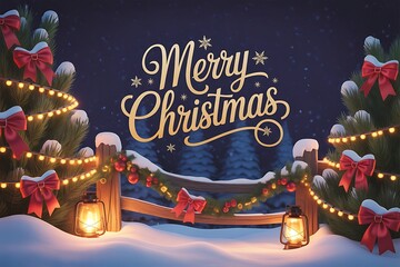 merry christmas background with gift box and ball lamp
