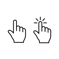 Obraz premium A simple line drawing of a hand cursor and a clicking hand cursor.