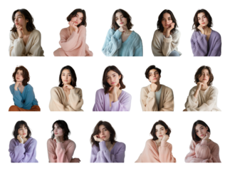 PNG Cozy colorful sweaters fashion, element set on transparent background
