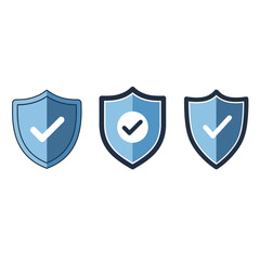 Three shields with checkmarks symbolize security and verification.
