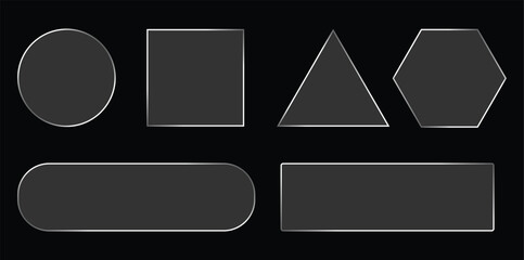 Liquid Glass UI Elements Vector, Modern Glossy Shape Design, Neon transparent design