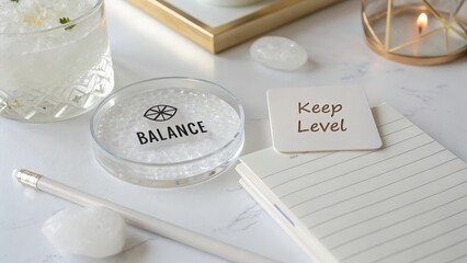 Fototapeta premium Serene Workspace with Balance Motif and Wellness Elements