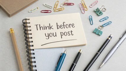 Thoughtful Reminder on Notebook with Office Supplies on Desk