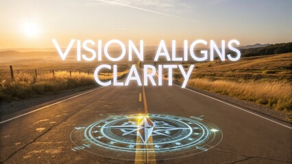 Vision Aligns Clarity Inspirational Road Ahead with Compass Imagery