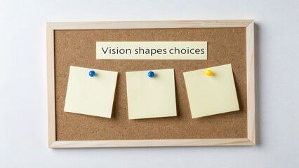 Vision Shapes Choices on Cork Board with Colorful Sticky Notes