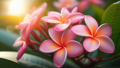 tropical garden frangipani captivating close up of delicate pink flowers