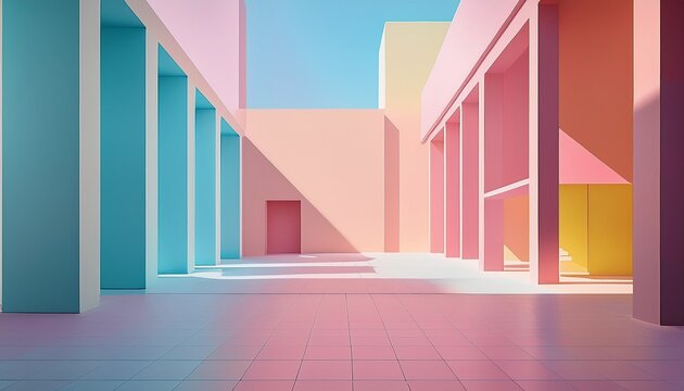 pastel minimalist abstract installation urban gallery art in contemporary perspective