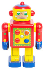 PNG Colorful vintage wooden robot toy