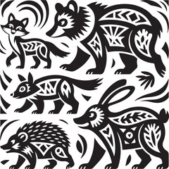Premium Nature & Fauna Iconography: Decorative Animal Cutout Vector Collection