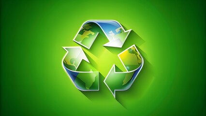 recycle symbol on green background