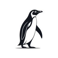 Naklejka premium Charming Penguin Silhouette Vector on White Background Minimalist Arctic Animal Art
