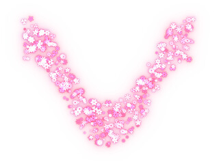 Obraz premium Pink glittering flowers curve. 3d rendering.