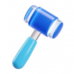 Triangular 3D reflex hammer icon in azure-to-sapphire gel, for neurology apps. High-detail, shadow-free render on white for clinical examination visuals.