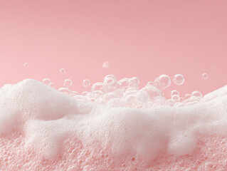 Fototapeta premium White Microfoam Rising on Pastel Pink Background — Minimalist Skincare Concept