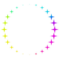 Rainbow light star frame 3d rendering.	