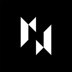 Letter RJ or RN geometric monogram logo