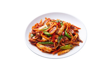 Stir-fried squid, a Korean dish from a png file png 파일의 한국식 요리인 오징어볶음
