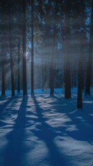 Mysterious winter forest snowy landscape photography tranquil atmosphere low angle nature's beauty