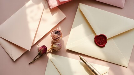 Creative letter writing home office stationery art cozy environment top view personal expression