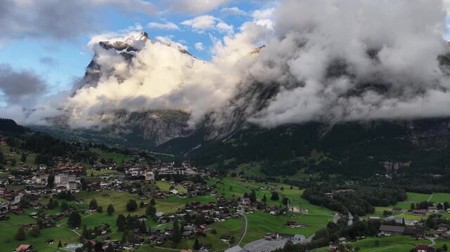 scenic view of grindelwald switzerland in the swiss apls