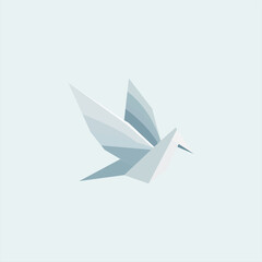 Obraz premium Geometric origami dove illustration on a light blue background