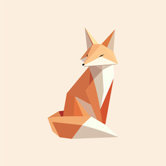 Naklejka premium Geometric fox illustration on a soft beige background, perfect for design projects